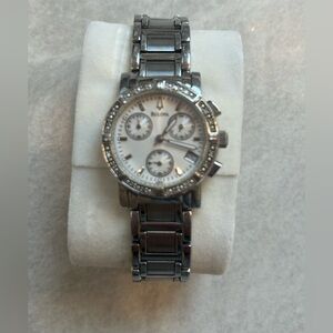 Bulova Silver-Tone Crystal Accent Women's Bracelet Watch